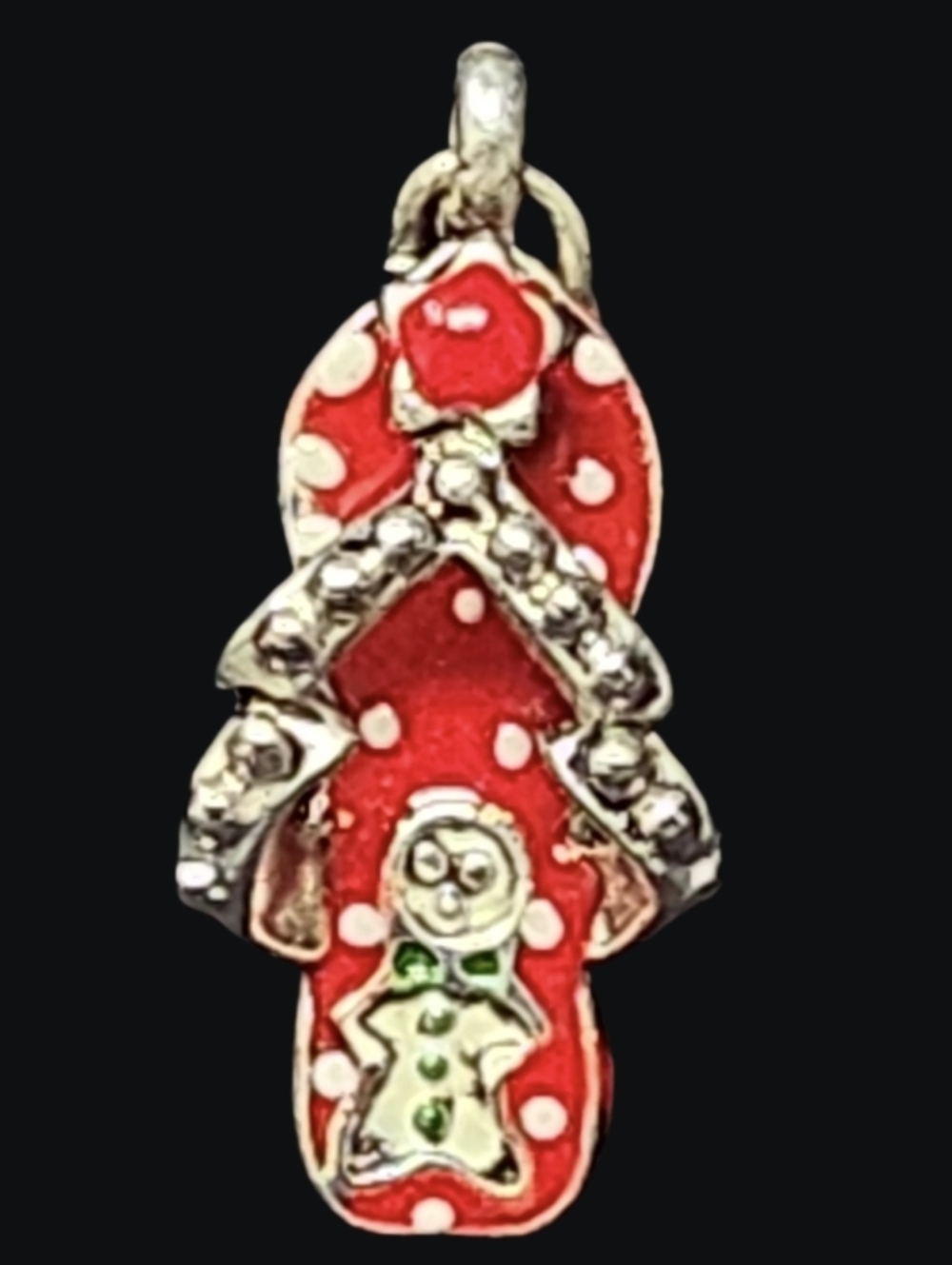 Holiday Red Enamel Flip-Flop Pendant with Charm